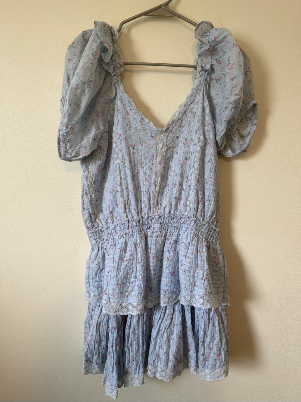 LoveShackFancy Carlo Dress Bonnet Blue, floral print, ruffle details size M - Picture 4 of 4